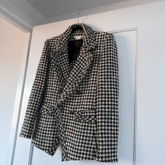 Veronica Beard Miller Houndstooth Blazer Dickey Jacket Fringe Trim Tweed Sz 10 - Picture 7 of 10